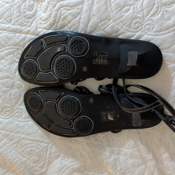 Cinti Italian Black Leather Sandals Size 8 - Picture 4 of 8